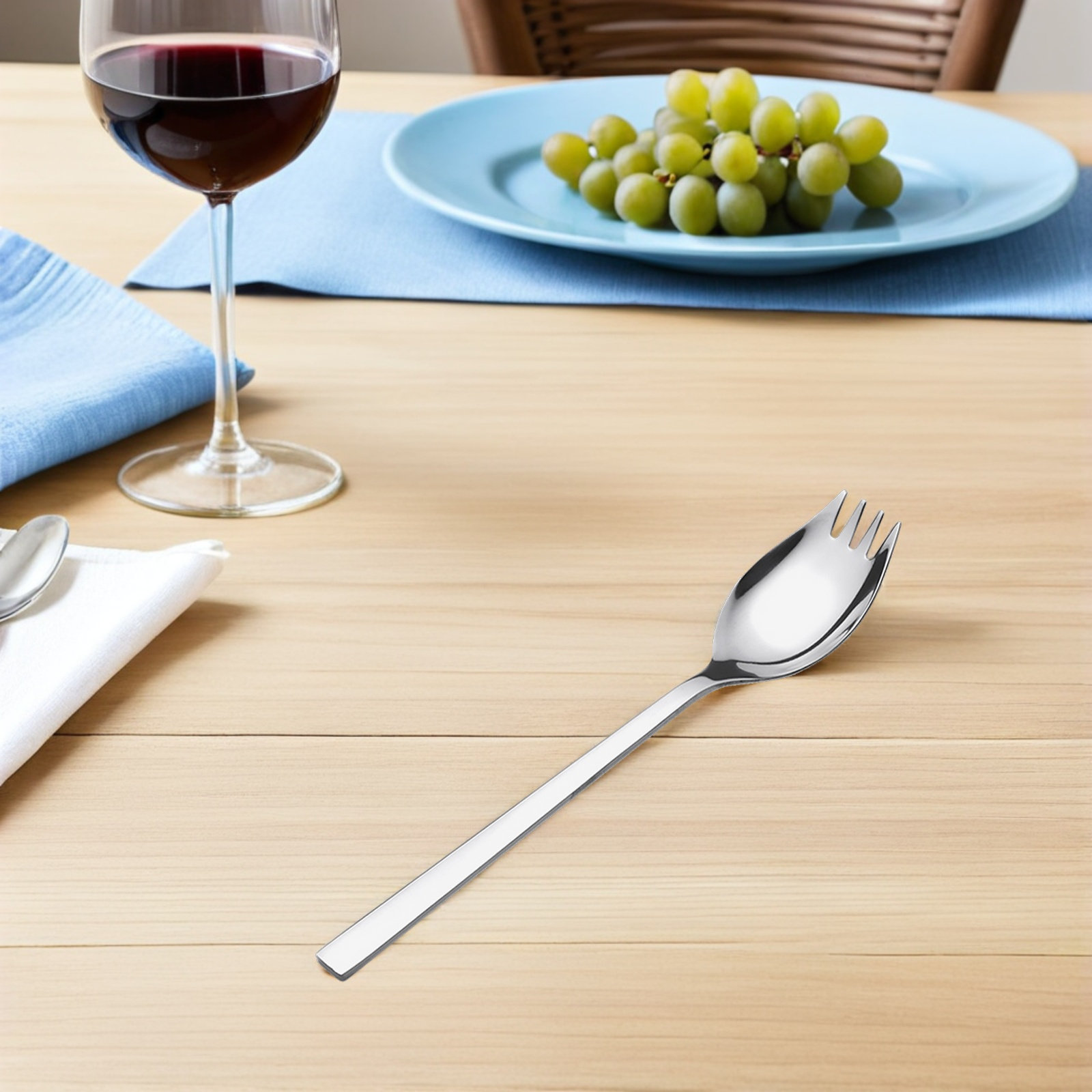 Camp Spork Set - 4Pcs Stainless Steel Salad Sporks Long
