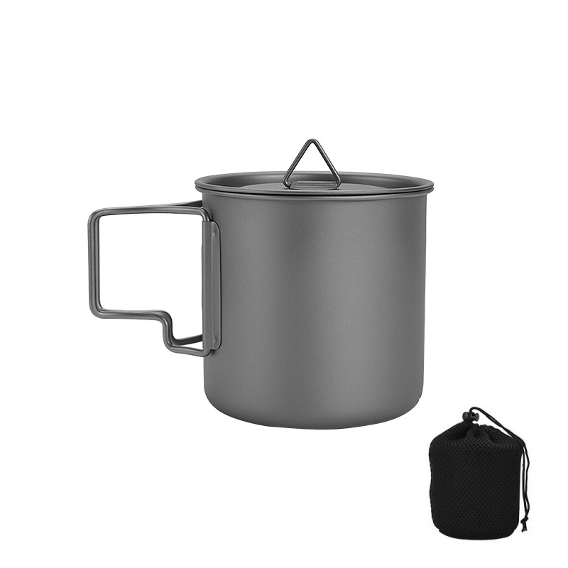 Camping Cooking Hardware - Titanium Camping Mug with Folding Handle