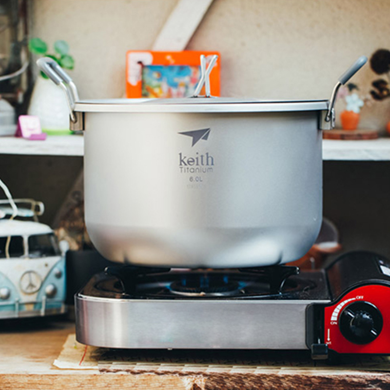 Camping Cooking Hardware - Keith-Camping Cooking Set, Titanium Cookware Stockpot