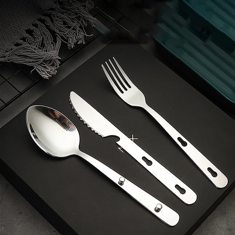 Camping Cooking Knife Set - 3pcs/set Portable Stainless Steel Tableware fold