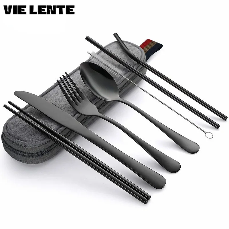 Camping Cooking Knife Set - 8Pcs/set Tableware Reusable Travel Cutlery Set