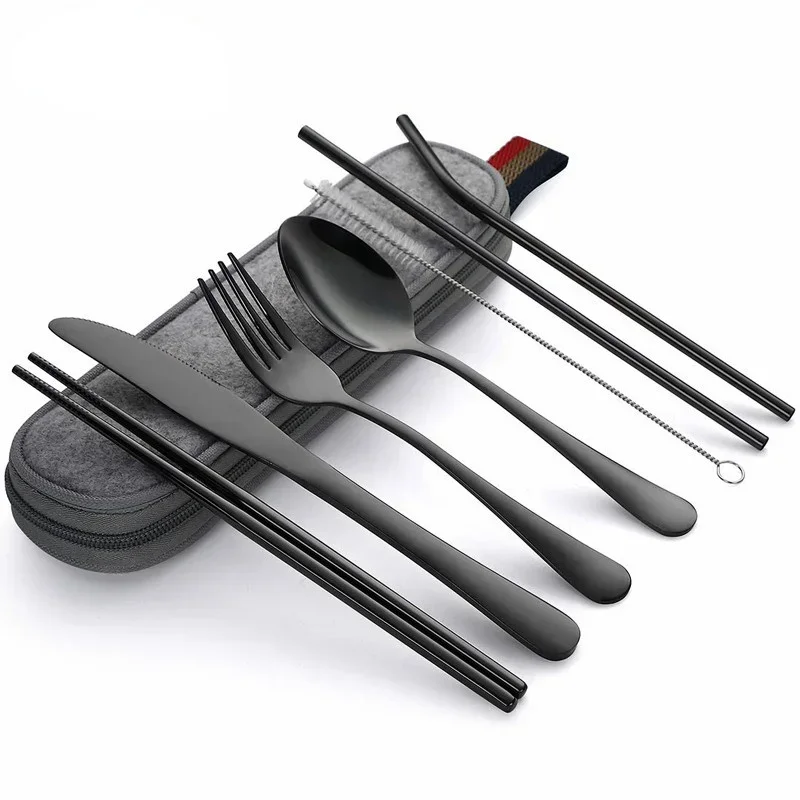Camping Cooking Knife Set - 8Pcs/set Tableware Reusable Travel Cutlery Set