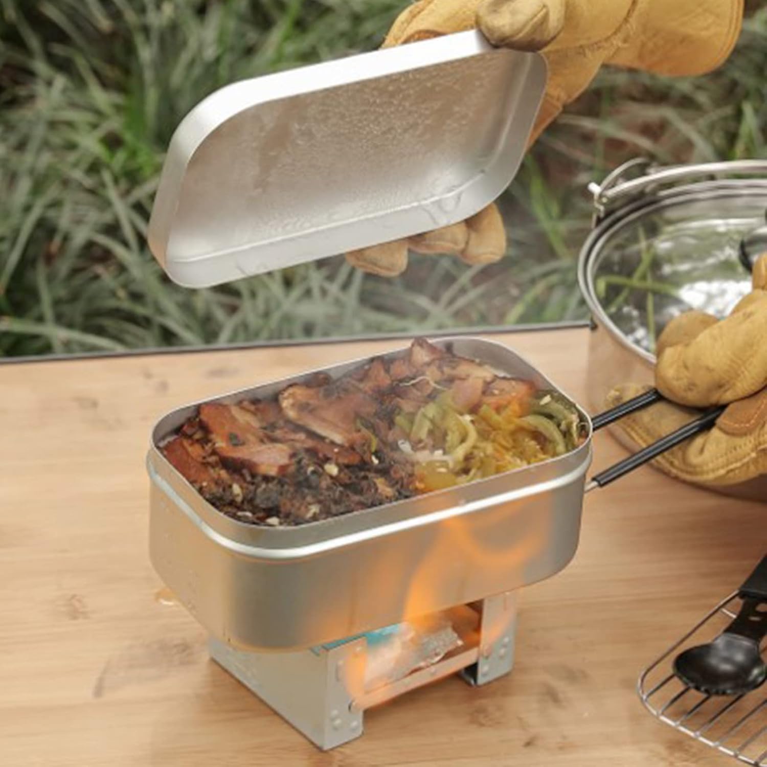 Camping Cooking Equipment - Foldable Bento Box Handle, Lunch Container
