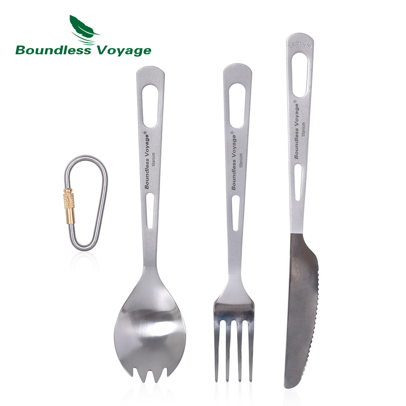 Camp Spork Set - Boundless Voyage Outdoor Titanium Knife Fork