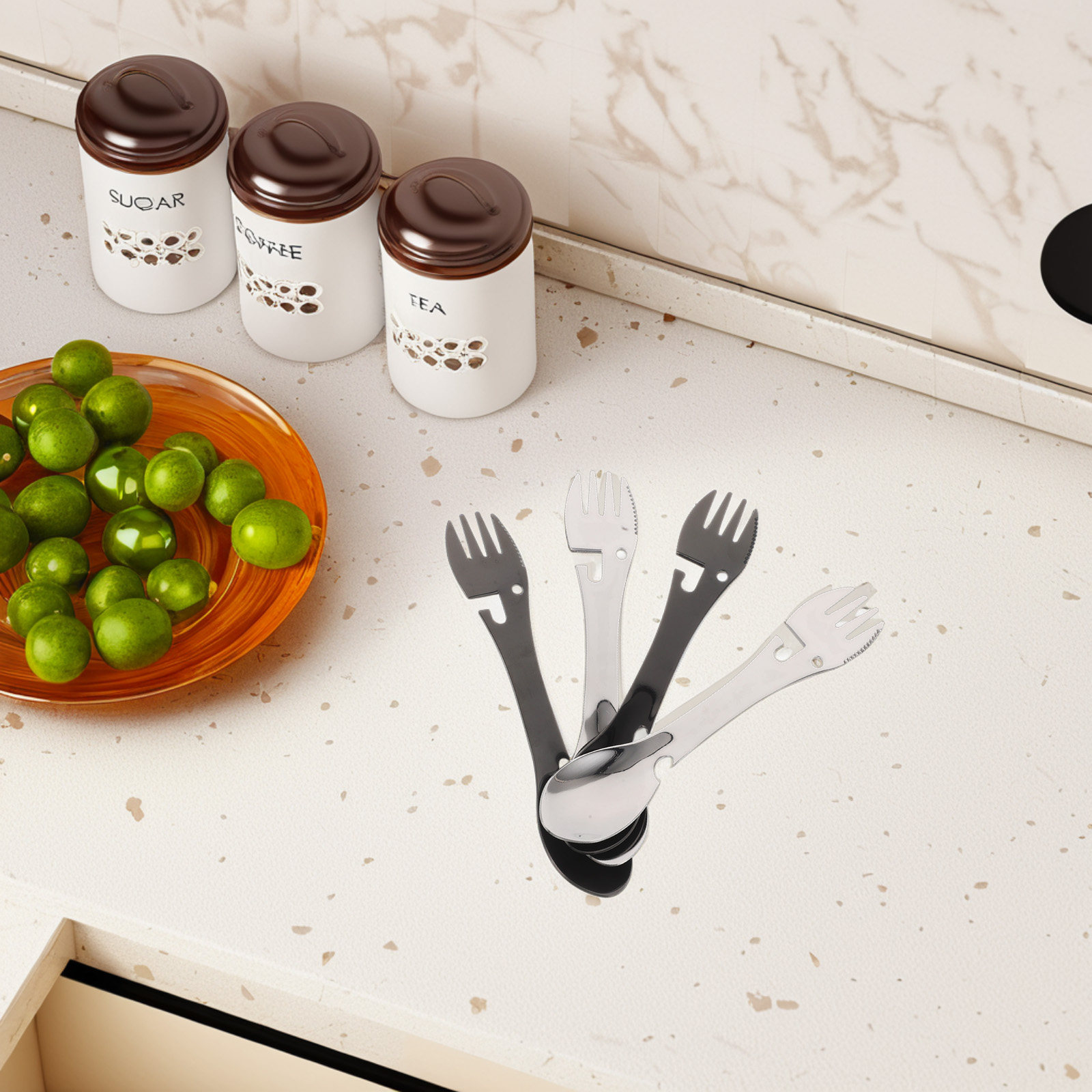 4Pcs Compact Camping Utensil S - Camp Spork Set 评论和价格