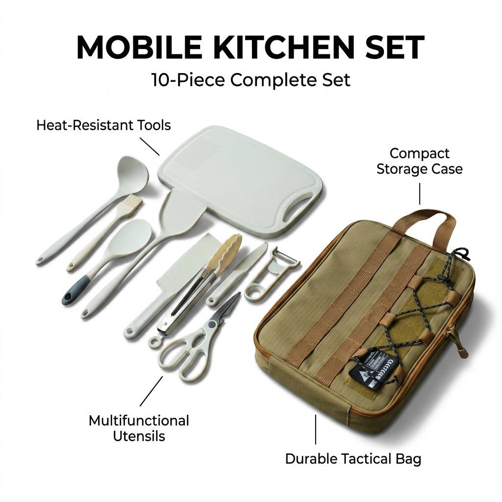 Portable 9Pcs Camping Kitchenw - Camping Cooking Hardware 评论和价格