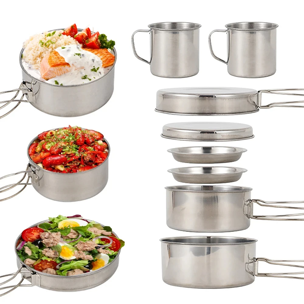 8pcs/Set Camping Cookware Mess - Camping Cooking Hardware 评论和价格