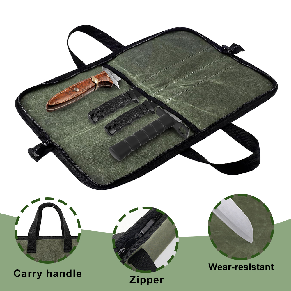 Waxed Canvas Knife Roll Bag Mu - Camping Cooking Equipment 评论和价格