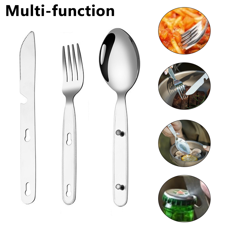 3pcs/set Folding Spoon Fork Kn - Camping Cooking Knife Set 评论和价格