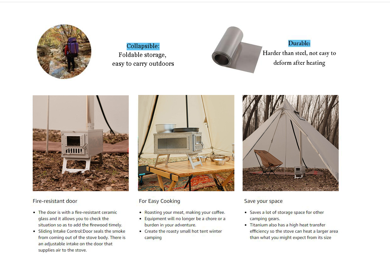 Wood Heater Stove Portable Ten - Camping Cooking Tent 评论和价格