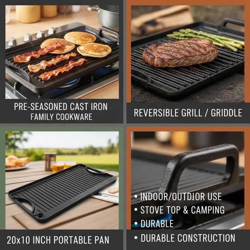 Pre-Seasoned Cast Iron Cooking - Camping Double Cooking Stove 评论和价格