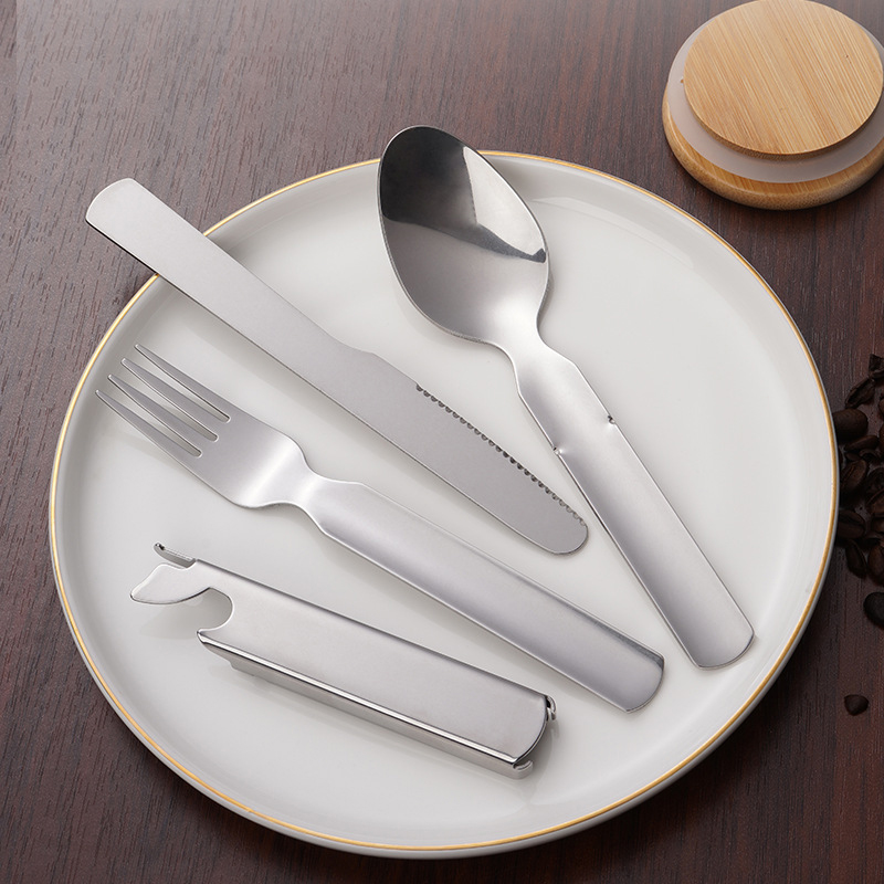 4Pcs/Set Portable Stainless St - Camping Cooking And Eating Set 评论和价格