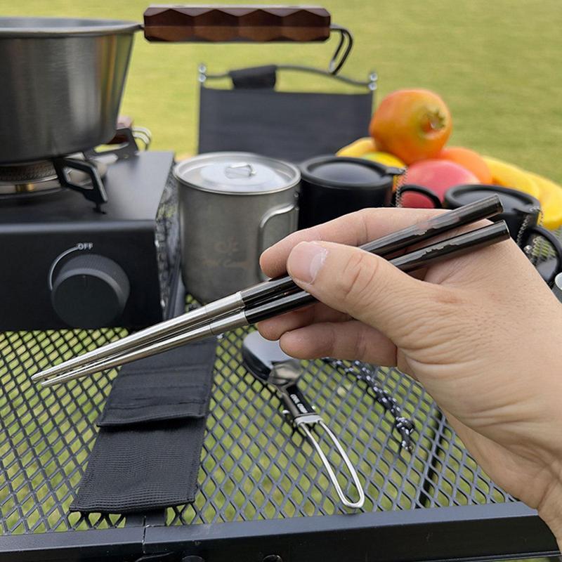 Foldable Spoon Chopsticks Trav - Camping Cooking And Eating Set 评论和价格