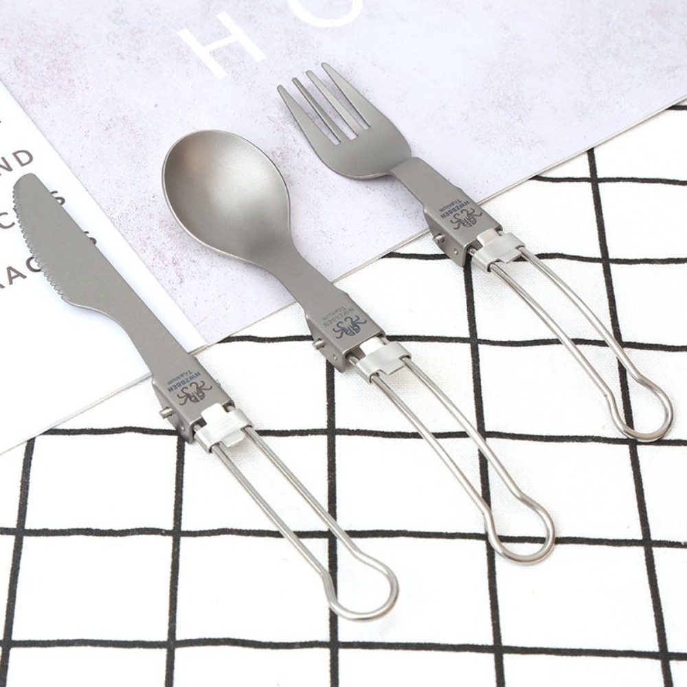 Half Polished Titanium Folding - Camp Spork Set 评论和价格