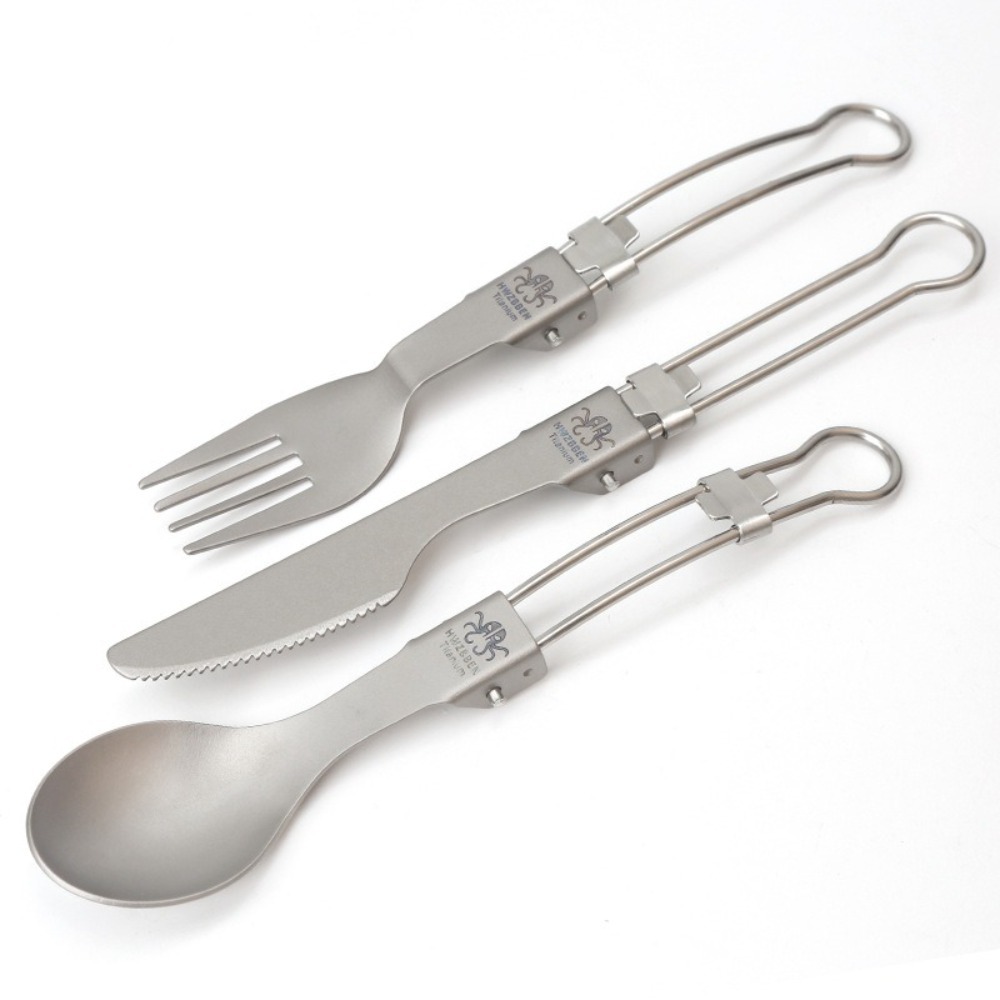 Half Polished Titanium Folding - Camp Spork Set 评论和价格