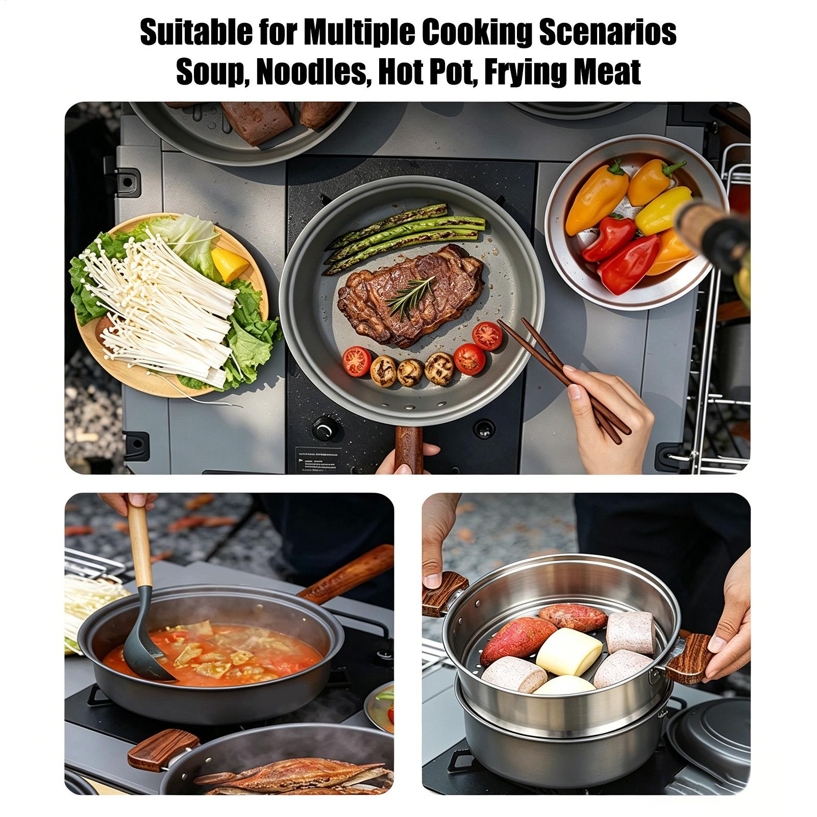 Camping Pot Portable Large Lig - Camping Double Cooking Stove 评论和价格